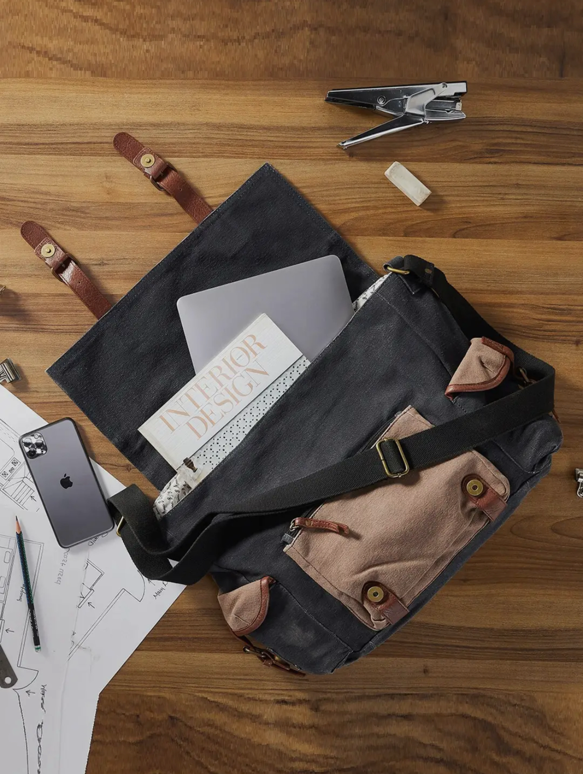 Sebastian Up-Cycled Unisex Messenger Bag
